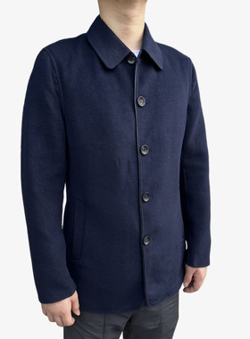 46032 羊毛55.6%天丝17.2%桑蚕丝10.5% 秋冬新款男士翻领羊毛大衣