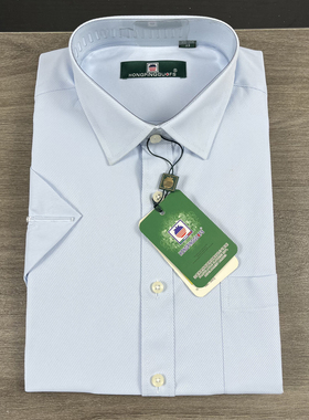 PG1003 短袖衬衫男商务正装男士蓝色上班衬衣直筒宽松版型