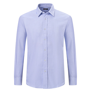 棉100% 男士 进口长袖 男商务正装 上班纯棉尖领衬衣 衬衫 185001蓝色