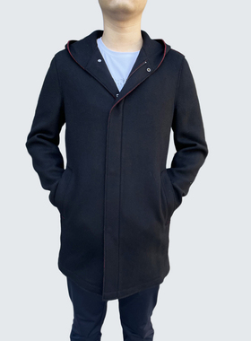 MD0591 绵羊毛44.1%秋冬新款男士羊毛大衣中长款黑色毛呢中长外套