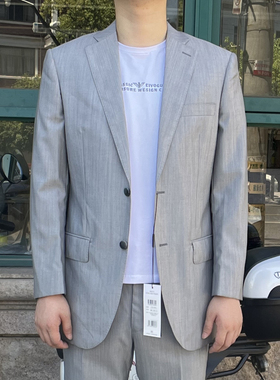 100303 羊毛64.5桑蚕丝35.5%2025年春夏套西羊毛西服二扣修身西装