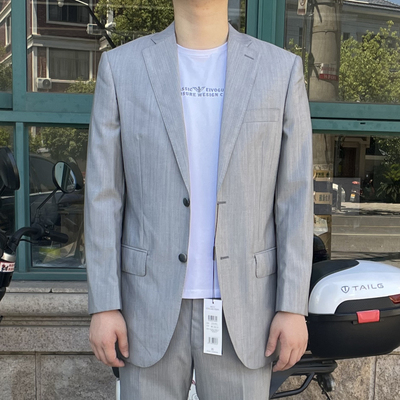 100303 羊毛64.5桑蚕丝35.5%2025年春夏套西羊毛西服二扣修身西装