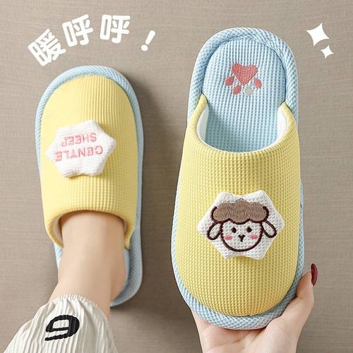 可爱卡通女毛毛拖鞋冬季新款室内家居防滑加绒保暖居家包头棉拖鞋