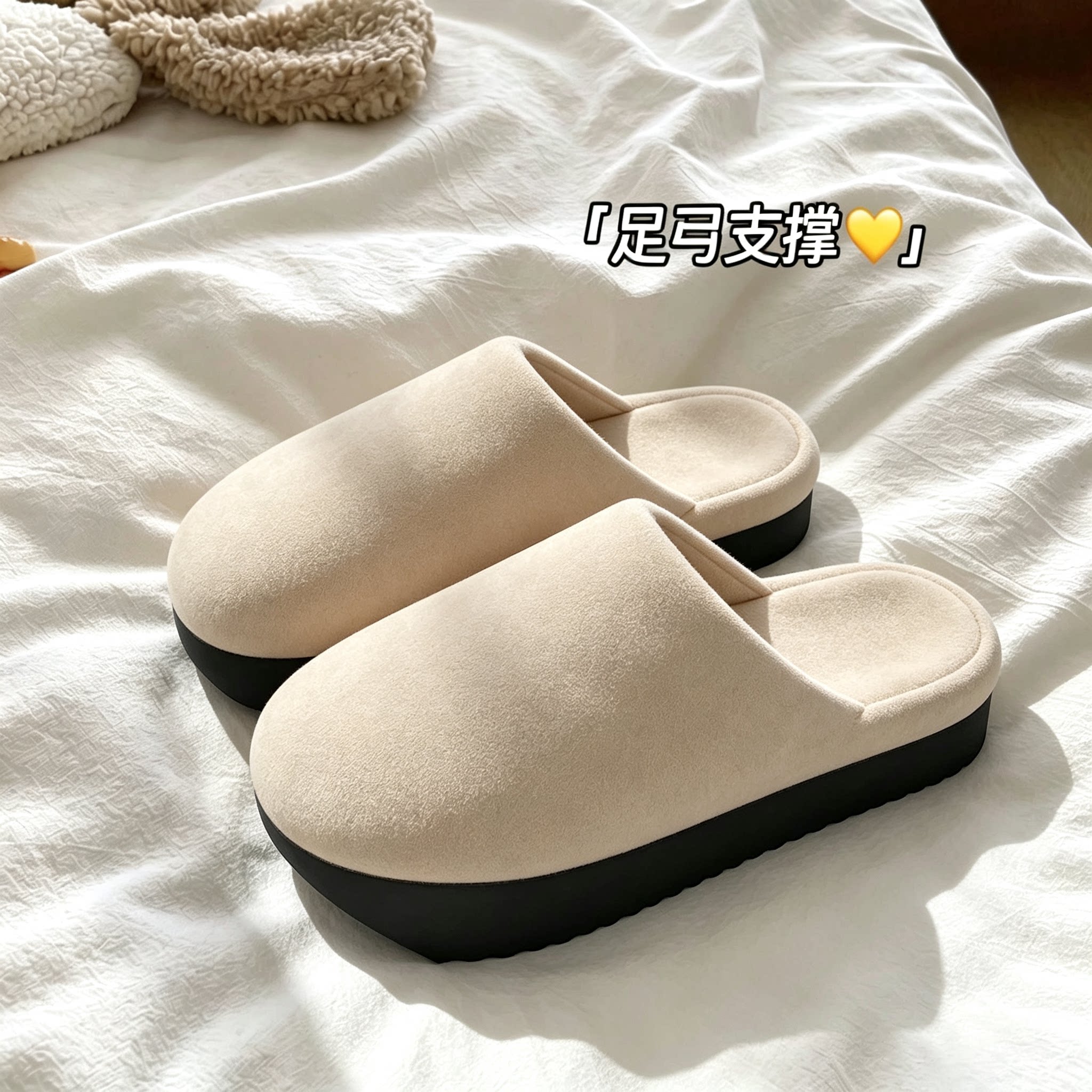 加绒棉拖鞋女秋冬季外穿情侣室内居家保暖厚底防滑包头毛毛拖鞋男