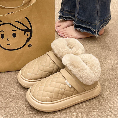 高帮毛口包跟棉拖鞋女冬季外穿时尚加厚毛绒室内家居防水保暖棉鞋