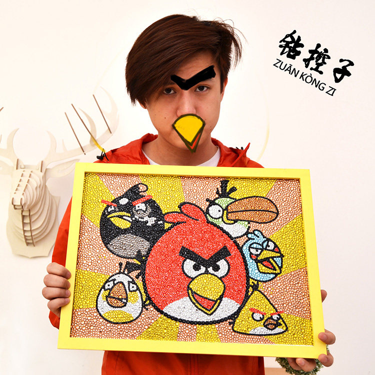 愤怒小鸟砖石绣十字绣客厅大幅贴钻石画满钻新款简约现代5d水晶