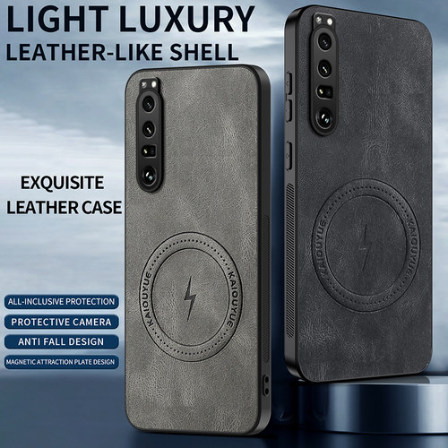适用索尼Xperia 1 III手机壳复古纳帕纹磁吸简约商务个性创意防摔保护套男女款潮
