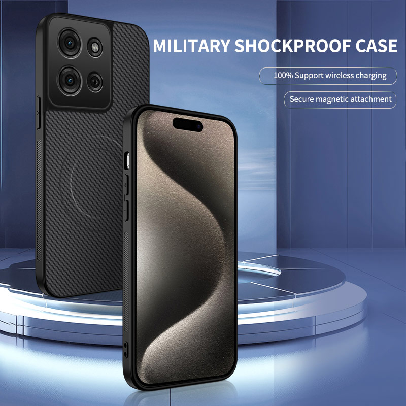 适用MOTO G86/G85手机壳肤感碳纤维纹磁吸简约商务G34/G45/G64/G75/G84/G86 Power防摔男女Edge60/50Neo潮