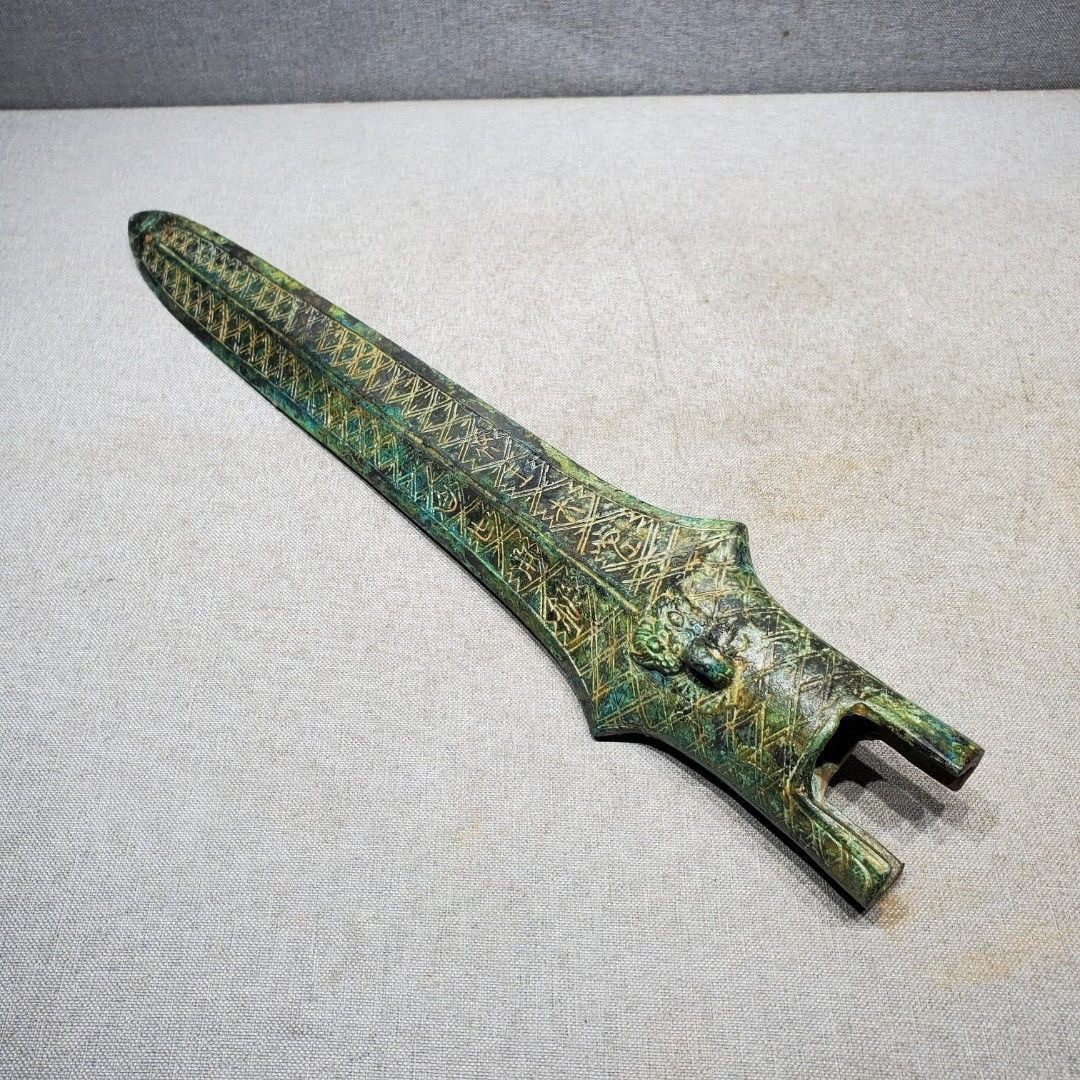 湖北仿古青铜器春秋时期兵器差矛兵器博物馆收藏展览品