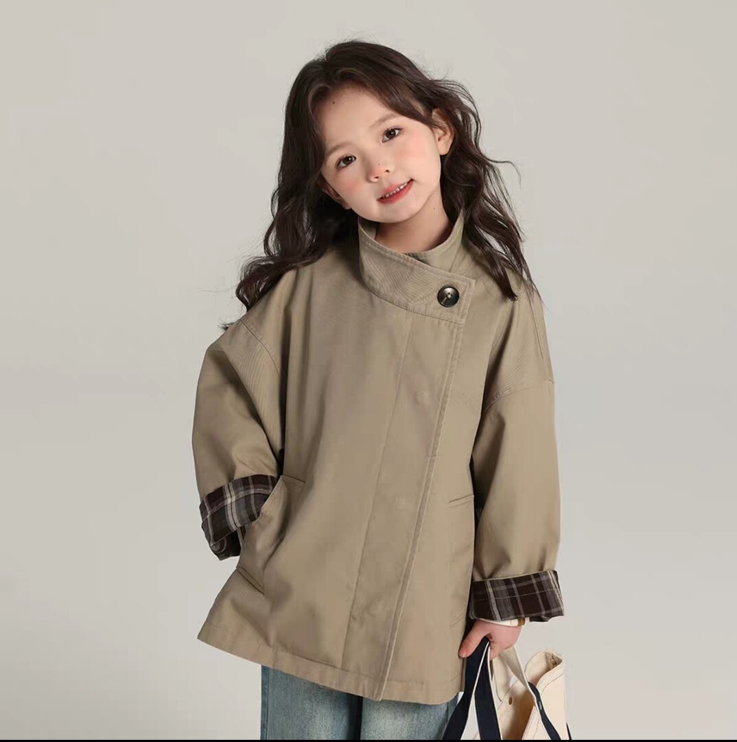 女童风衣外套春秋中长款2025新款春季韩版复古儿童春装女大童衣服