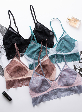 外贸原单 亮色全罩杯蕾丝网纱透气文胸 bralettes超薄内衣 哺乳