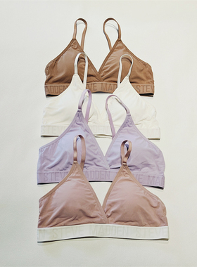 外贸出口原单Steve Madden文胸法式薄棉胸垫三角杯字母胸罩内衣女