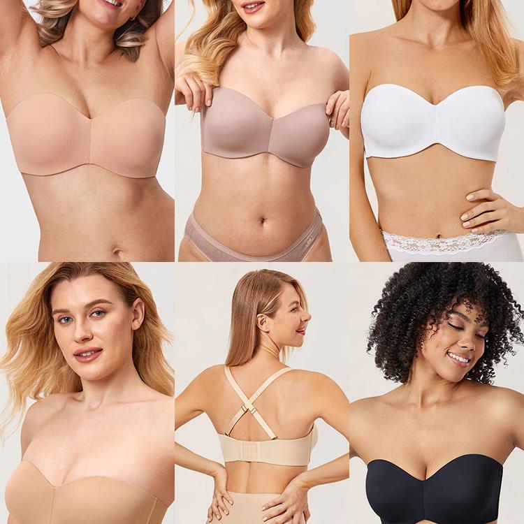 大码半杯多穿法超薄无肩带内衣