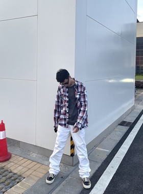 snipe33 23SS 不规则拼接格子衬衫