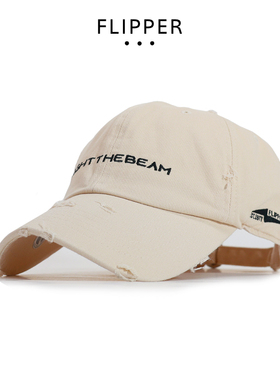 韩国FLIPPER棒球帽代购新款男女夏个性做旧简约字母软顶大码