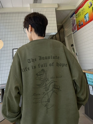 Бархатный демисезонный утепленный свитшот для влюбленных, коллекция 2023, в американском стиле, оверсайз