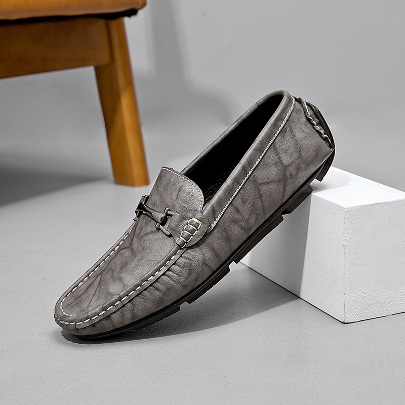 豆豆鞋男真皮一脚蹬男鞋2025年新款牛皮夏天透气夏季低帮皮鞋休闲