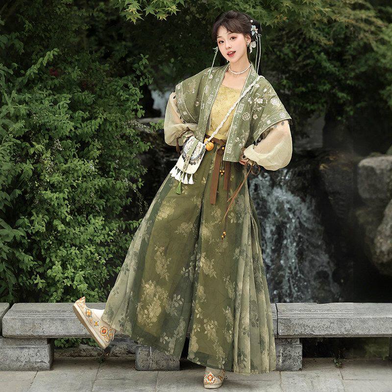 2026倚梦阁原创采桑归国风新中式女短褙子吊带里衣裤子套装9553