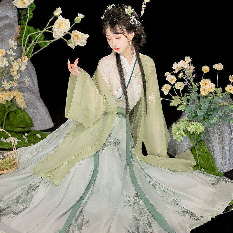 新款汉服女宋制中国风古装绿色齐腰裙仙气飘逸古风改良2026年春季