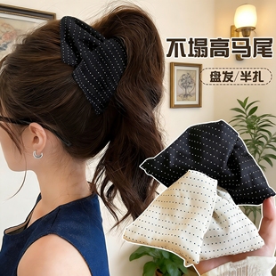 法式赫本风波点抓夹缎面三角形鲨鱼夹女高级感气质后脑勺发夹发饰