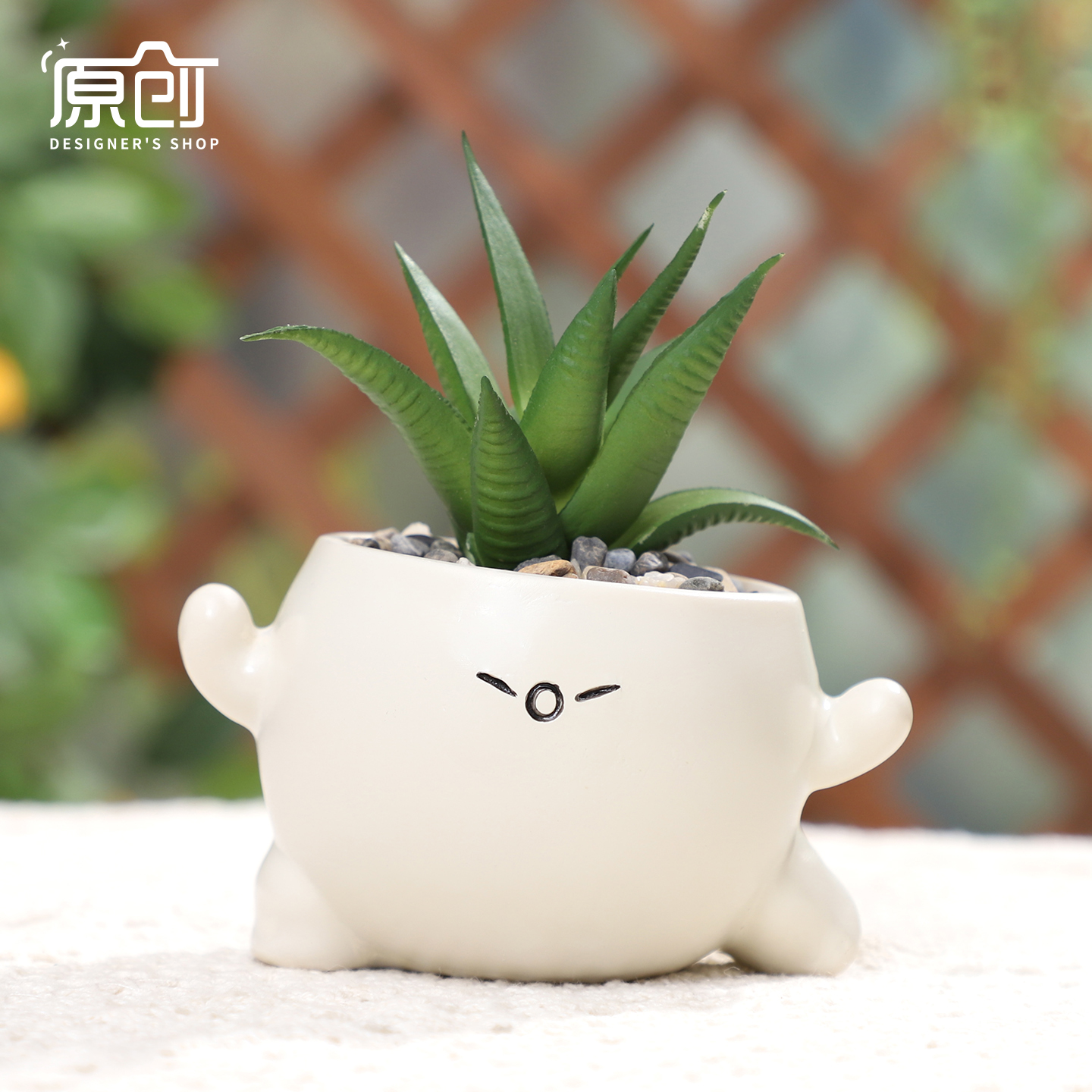 情绪小花盆可爱奶油风卡通笑脸个性创意造型迷你小号盆栽多肉花盆