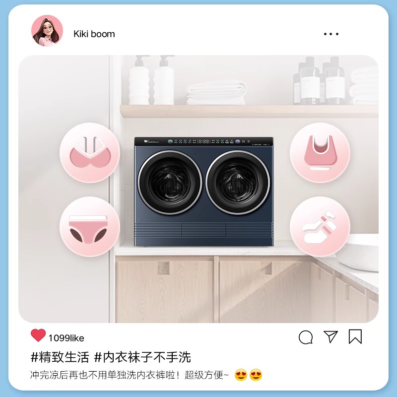 Littleswan/小天鹅TNDD20-08AIDE双筒2KG内衣洗衣机迷你小乌梅