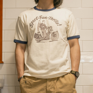 T恤阿美咔叽圆领短袖 2025千玺同款 短袖 STOCK复古骑士机车风格 NON