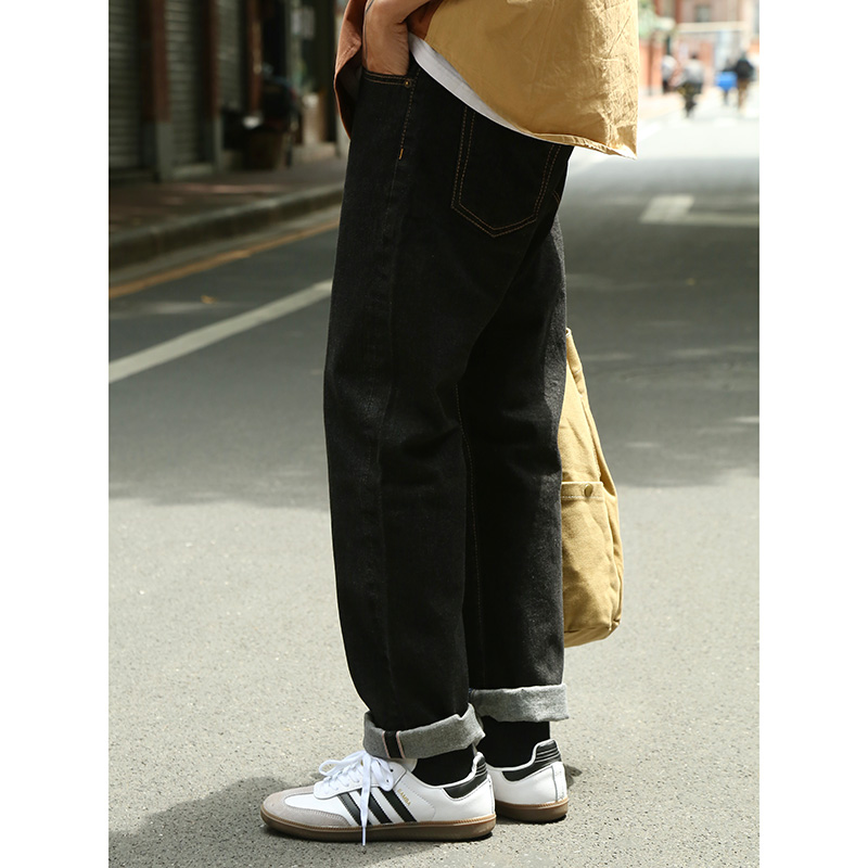 【已脱浆】复古赤耳丹宁牛仔裤阿美咔叽原色牛修身小脚牛仔裤男