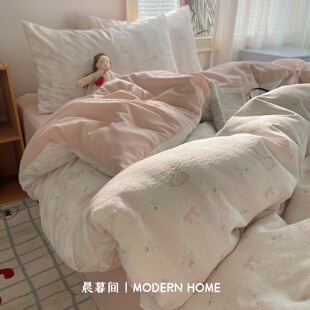 ins纯棉床上四件套2026新款 全棉被套罩床单人学生宿舍床品三件套4