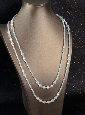 母贝珍珠多层可绕女法式毛衣链