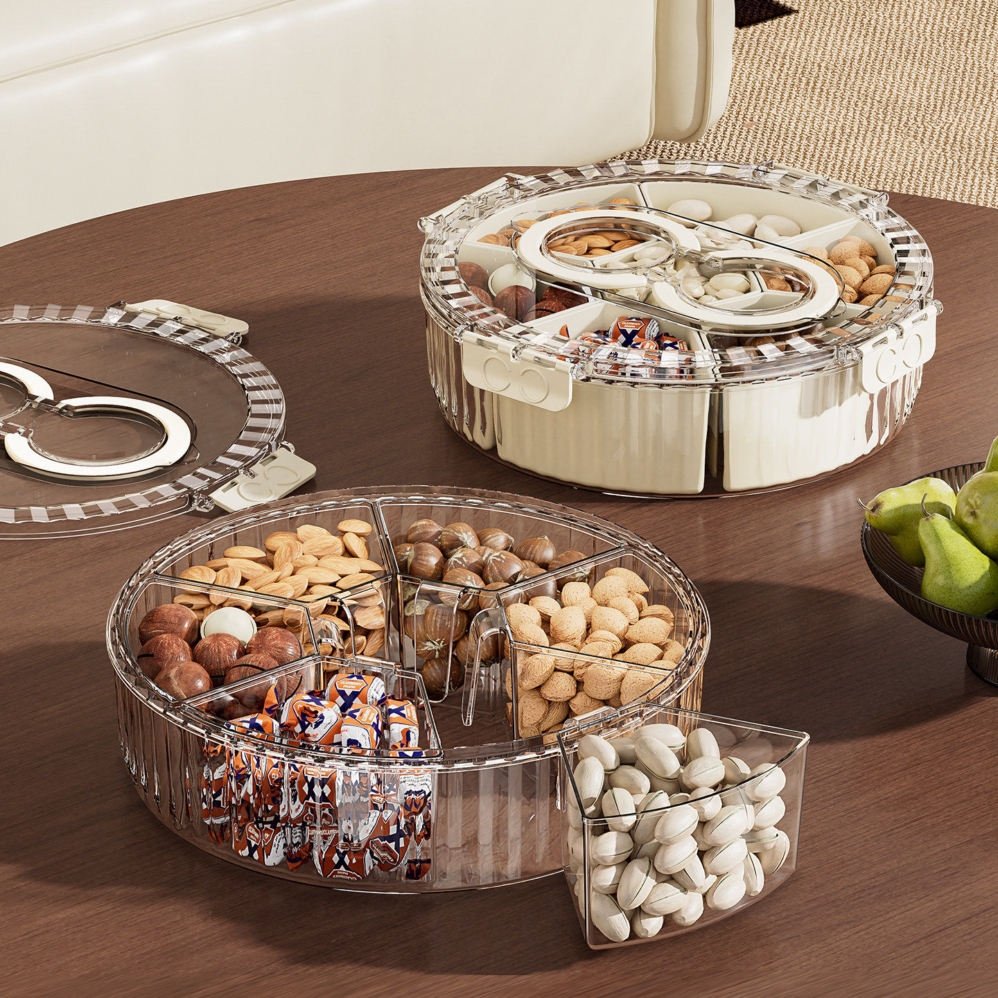 旋转干果盒火锅备菜盘分格可挂蔬菜干果年货节瓜子水果分类密封盒,厨房/烹饪用具,配菜/备菜盘,淘宝优惠券,粉丝福利购,淘宝优惠卷