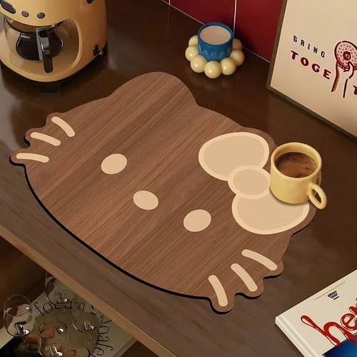 高颜值Kitty猫木纹沥水垫隔热垫