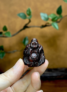 天然降真香木雕小弥勒佛吊坠笑佛公悟禅佛文玩工艺装饰品手串配饰