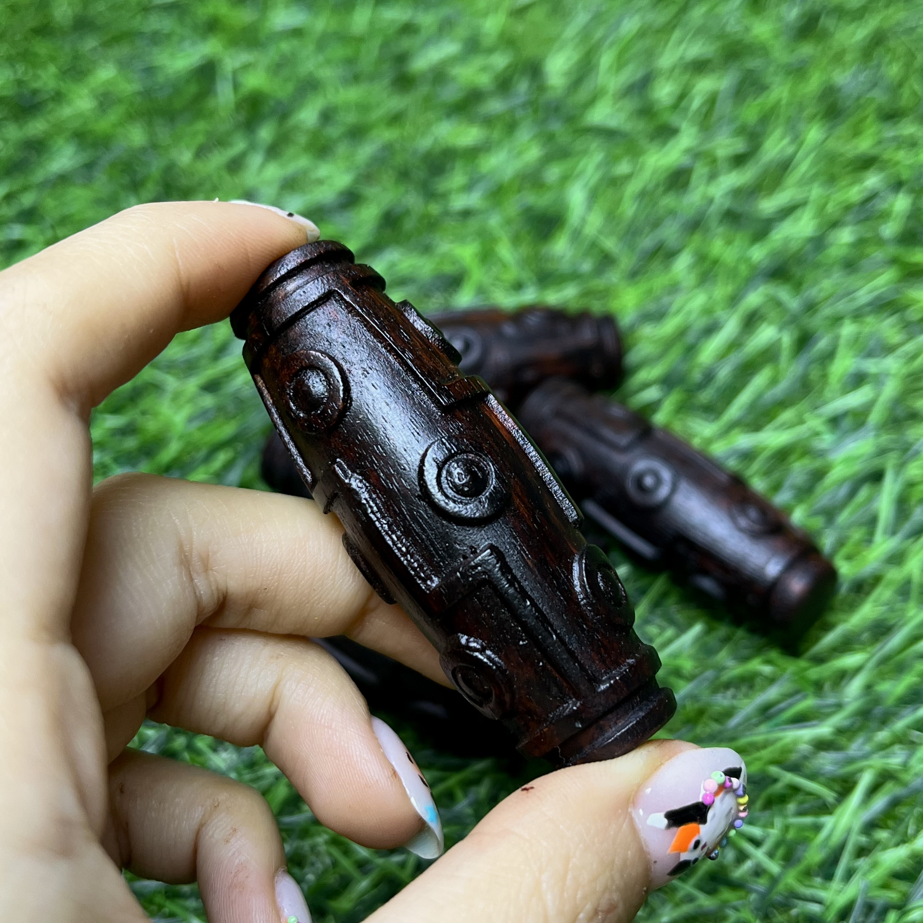 天然降真香九眼天珠雕刻文玩香木摆件纯手工精工雕刻猫猫推荐