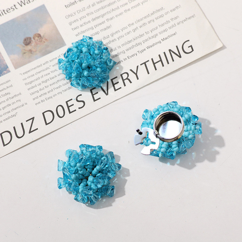 水晶绣球花手工编织气质显白圆扣饰时尚衬衣袖扣纽扣盖领扣纽扣套