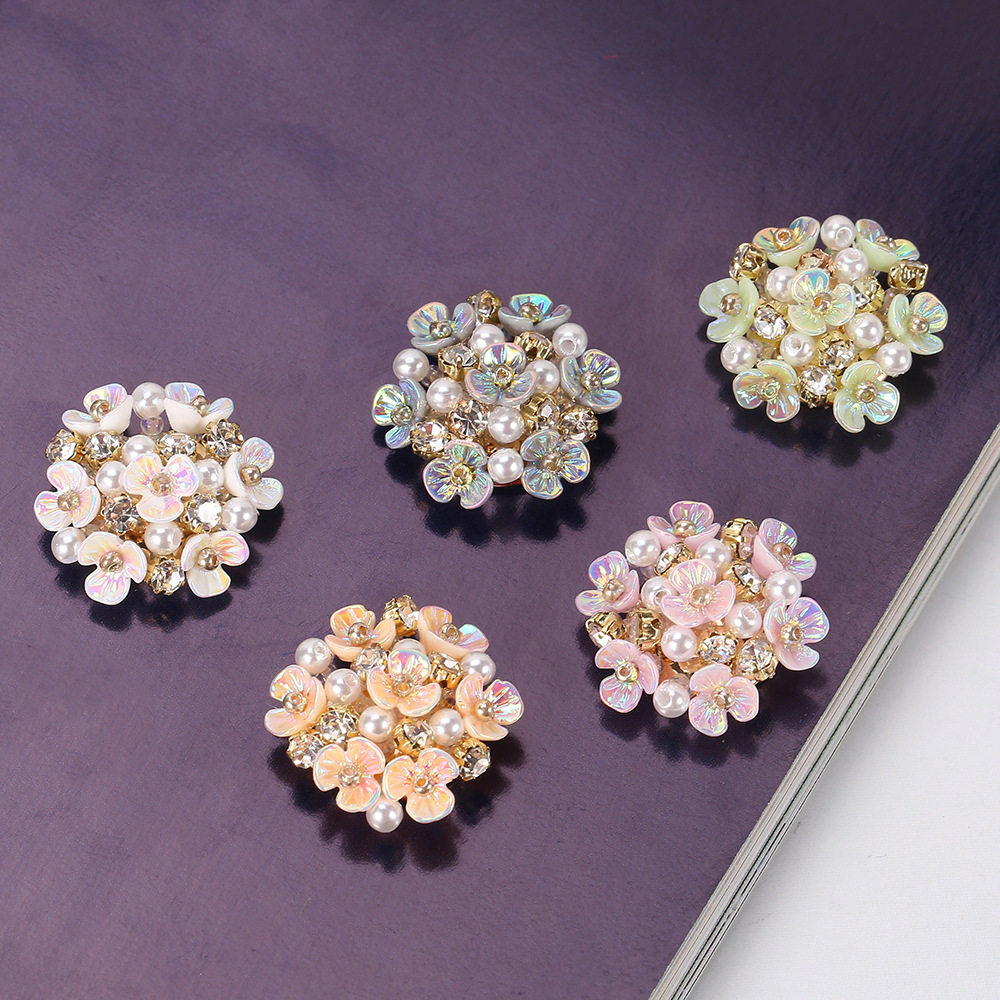 绣球花朵重工手工串珠衬衣领口装饰扣套可拆卸衬衫袖扣纽扣盖套