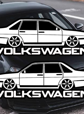 大众桑塔纳普桑车贴vw改装HF贴纸拉花包围内饰改色三角窗贴画