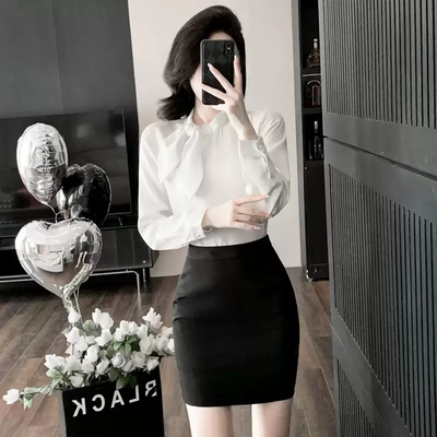 白衬衫裙子套装两件套2025新款秋冬气质女神范职业装空姐制服工装