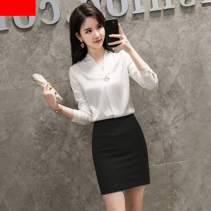 衬衣女2020新款时尚气质秋季白色长袖衬衫韩版修身职业装打底上衣