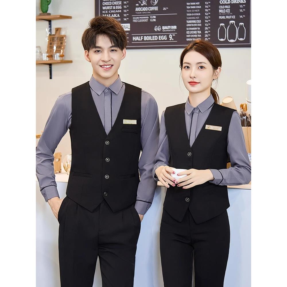 酒店餐饮服务员工作服女职业马甲套装前台酒吧KTV台球俱乐部工装