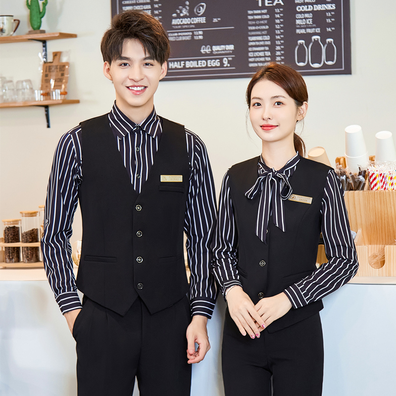 职业马甲套装服务员工作服男女高级酒店餐饮饭店酒吧KTV衬衫工装