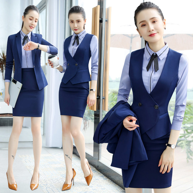 职业西装套装女酒店前台服务员工作服马甲正装珠宝金店美容师工装