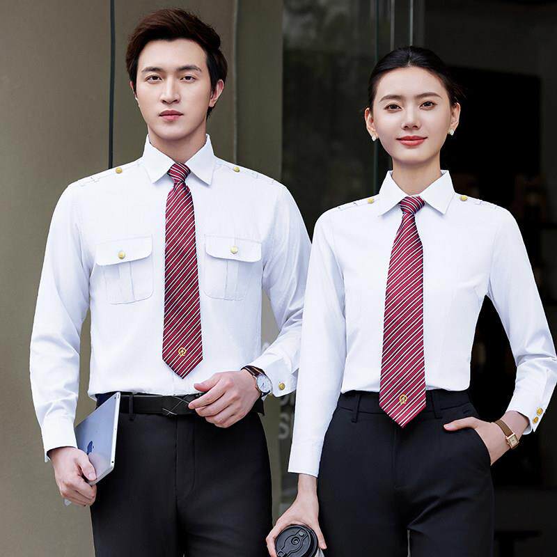 高铁动车组乘务员男女新款铁路学校白色长袖衬衣工作服新式路服