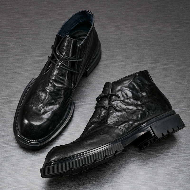 胎牛男士真皮马丁靴高帮