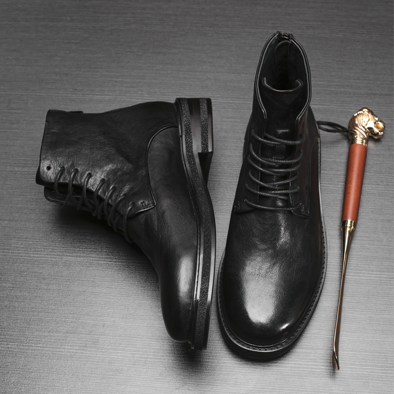 黑色男靴高帮鞋VoguHomme舒适