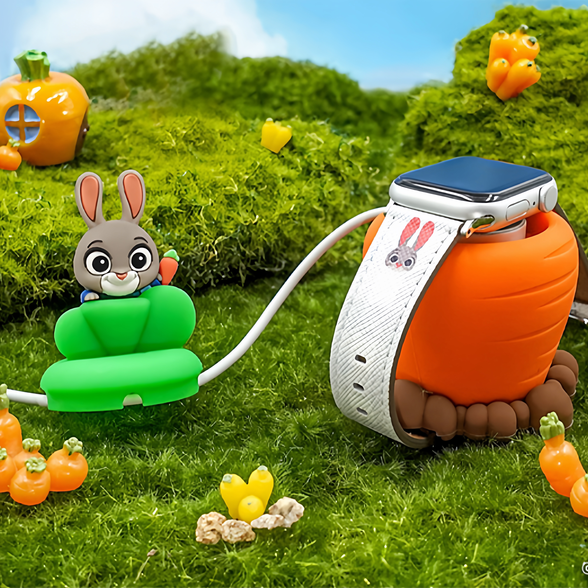 迪士尼疯狂动物城朱迪适用苹果手表AppleWatch充电器底座软支架女