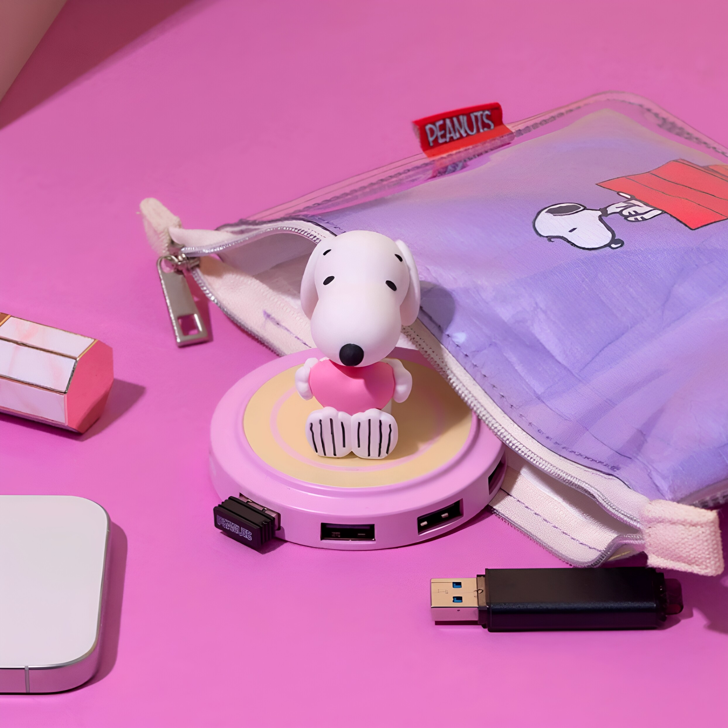 正版snoopy史努比狗立体卡通USB-C转接读卡器电脑笔记本hub扩展坞