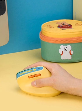 韩国正版dinotaeng黄色小熊舒适直立竖握无线充电静音鼠标办公女