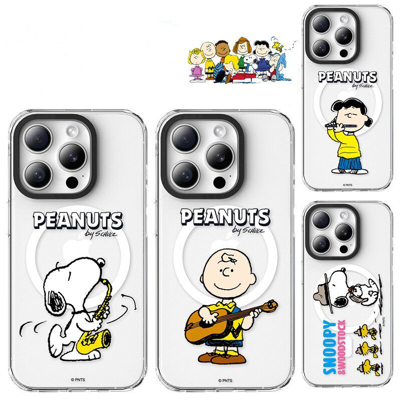 正版史努比snoopy糊涂塔克吉他音乐卡通可爱magsafe磁吸充电苹果17pro防摔透明15保护套iphone16proMax手机壳