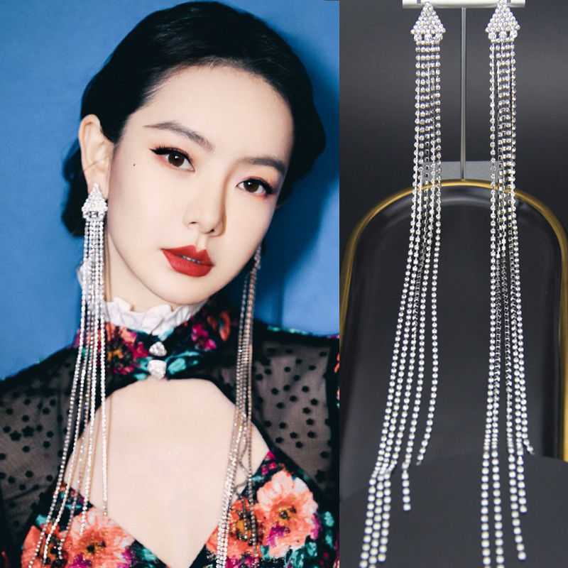 戚薇同款超长明星李宇春欧美水钻